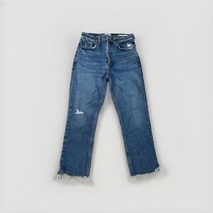 Citizens of Humanity High Rise Button Fly Jolene Jeans  Distressed Raw Hem 26